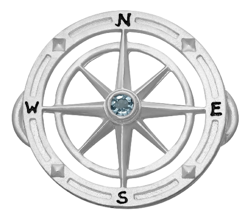 Sterling Silver Swiss Blue Topaz Compass Rose C...