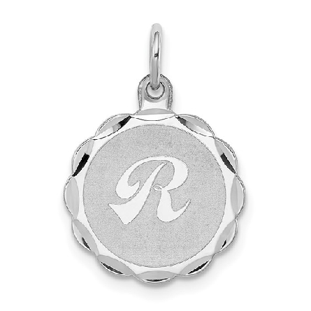 Sterling Silver Rhodium-plated Brocaded Letter ...