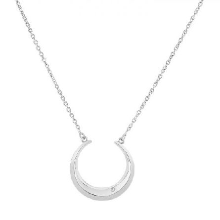Sterling Silver Rhodium Plated 16-18inch 3/4 Mo...