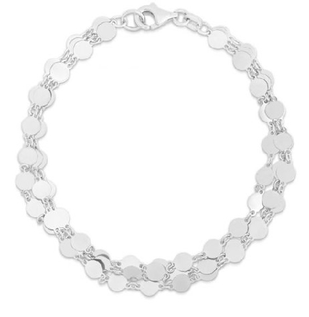 Sterling Silver 7inch Mirrored Link Bracelet #A...