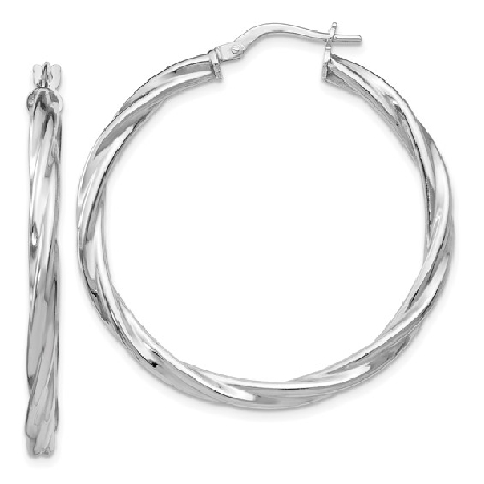 Leslies Sterling Silver 36mm Polished Twisted H...