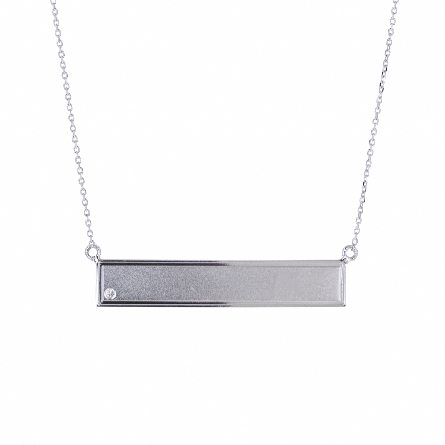 Sterling Silver 16-18inch Adjustable Engravable Bar Necklace w/Diam=.01ct #N0952SL