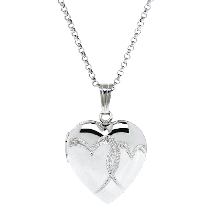 Sterling Silver Heart Etched Locket on 18inch C...