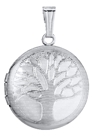 Sterling Silver Round Tree of Life Locket on 18...