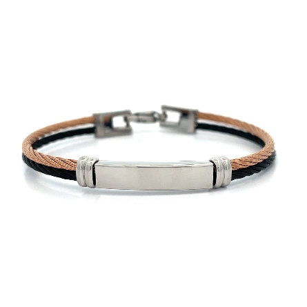 /home/earthtreasures/catalog.shopearthtreasures.com/imagedumplarge/EARTH_ST-00042.jpg Stainles Steel 2Row Black and Brown Cable Baby ...