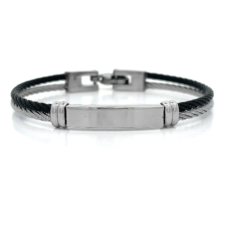 /home/earthtreasures/catalog.shopearthtreasures.com/imagedumplarge/EARTH_ST-00043.jpg Stainles Steel 2Row Black and Silver Tone Cable...