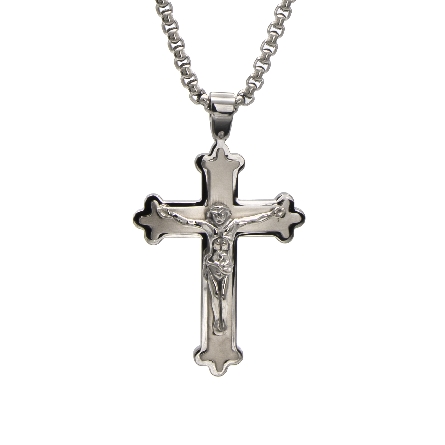 /home/earthtreasures/catalog.shopearthtreasures.com/imagedumplarge/EARTH_ST-00047.jpg Stainless Steel Crucifix Pendant on 22inch Roun...