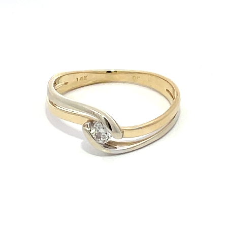 14K Yellow and White Gold Bypass Ring w/1 Diamo...