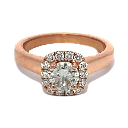 14K Rose Gold Estate Cushion Halo Engagement Ring w/1Round Diamond=.56ct I1 I and Diamons=.28apx SI G-H Size5 2.8dwt