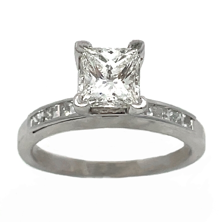 Platinum Estate Diamond Engagement Ring w/1Princess=1.01ct VS2 G GIA#10080604 and 8Princess=.80apx VS H Size 5.5 3.10DWT
