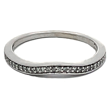 14K White Gold Estate Curved Pave Band w/26Diamonds=.12apx SI H-I size7 1.2dwt