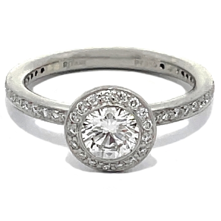 Platinum Estate Halo Engagement Ring w/1Round D...