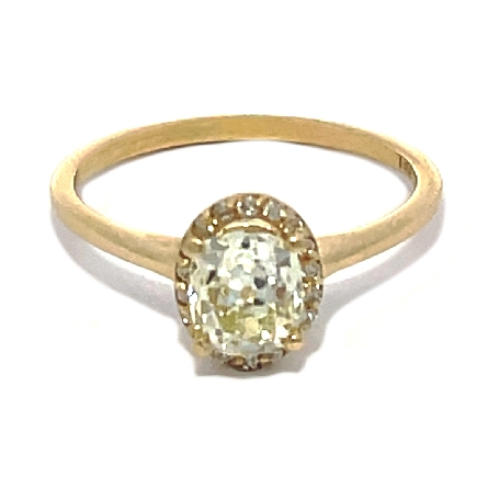 14K Yellow Gold Estate Oval Halo Engagement Rin...