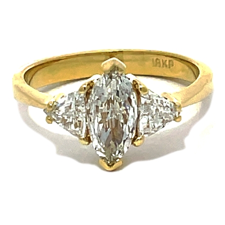 18K Yellow Gold Estate 3Stone Engagement Ring w...