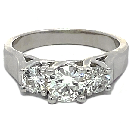 14K White Gold Estate 3Stone Engagement Ring w/...