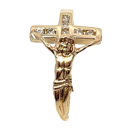 14K Yellow Gold Estate Channel Crucifix Ring w/...