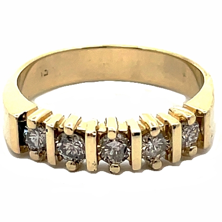 14K Yellow Gold Estate Vertical Channel Band w/5Diamonds=.50apx I1-I2 I Size7.75 2.9dwt