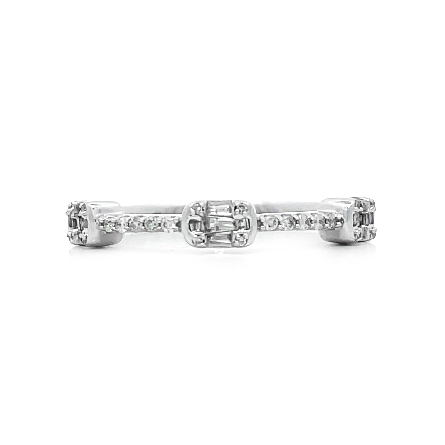 14K White Gold Estate Baguette and Round Statio...