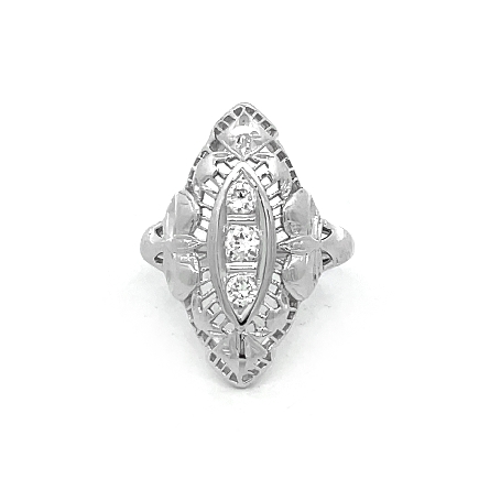 18K White Gold Estate Antique Style Marquise Sh...