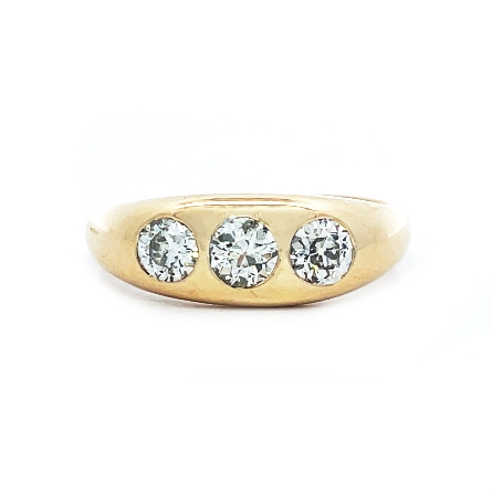 14K Yellow Gold Estate 3Stone Burnished Band w/...