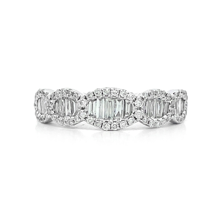 18K White Gold Estate Scalloped Halo Band w/Dia...