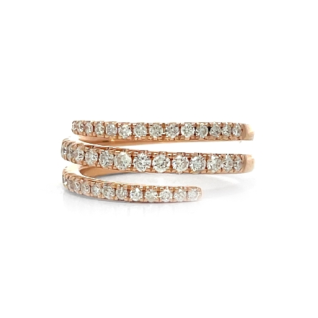 14K Rose Gold Estate Triple Wrap Coil 4Prong Ri...