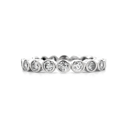 14K White Gold Estate Bezel Eternity Band w/18D...