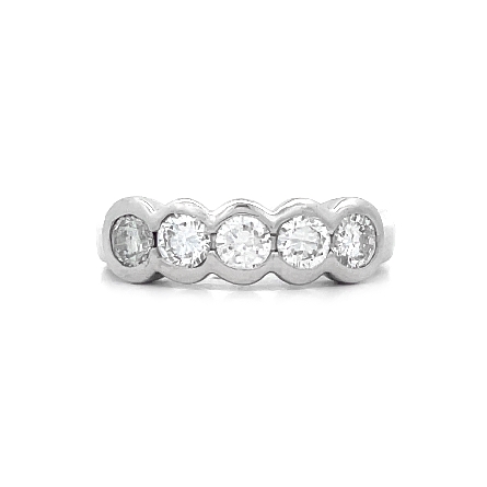 Platinum Estate 5Stone Half Bezel Ring w/Diams=...