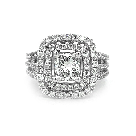 18K White Gold Estate 3Row Split Shank Double H...