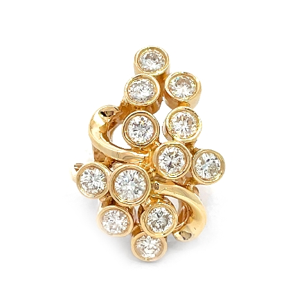 14K Yellow Gold Estate Freeform Bezel Set Water...