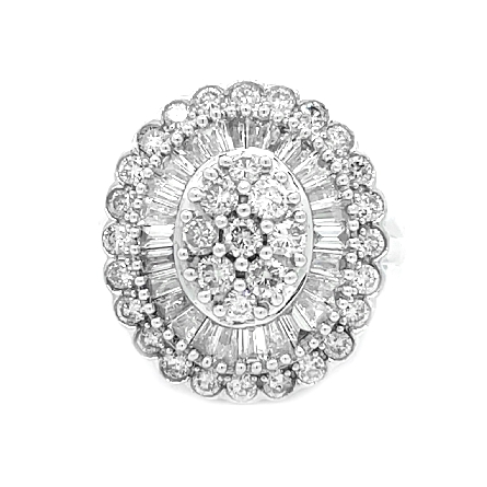 14K White Gold Estate Double Halo Half Swirl Be...