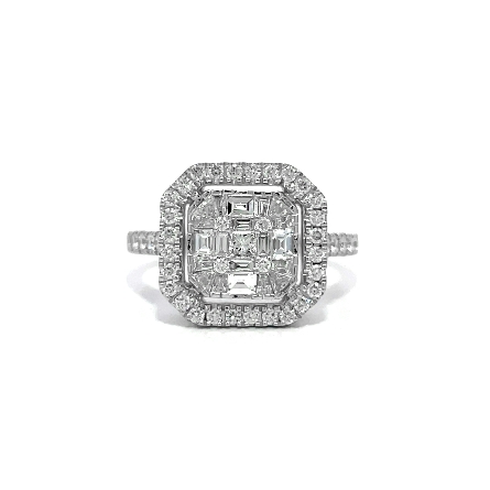 18K White Gold Estate Cluster Halo Ring w/Diams...