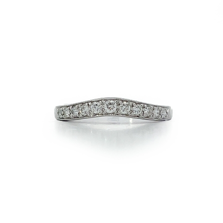 14K White Gold Estate Milgrain Curved Band w/11...