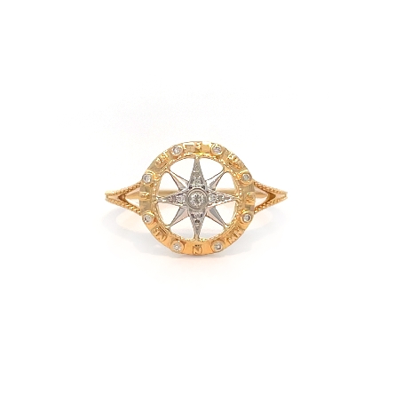 14K Yellow and White Gold Estate Compass Star R...