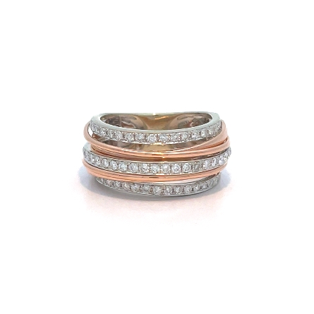14K Rose and White Gold Estate Multi Row Band w...