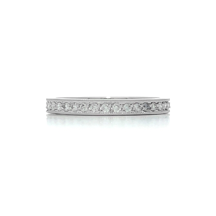 14K White Gold Estate Milgrain Edge Band w/Diam...