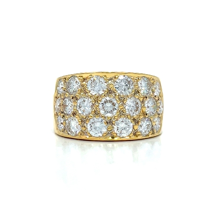 18K Yellow Gold Estate Wide 3Row Band w/Diams=2...