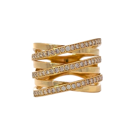 18K Yellow Gold Estate Wide 6Row Crossover Band...