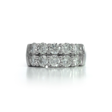14K White Gold Estate Double Row Shared Prong B...