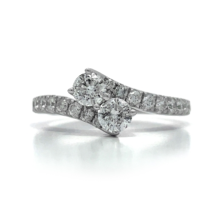 14K White Gold Estate Bypass Prong Set Ring w/2...