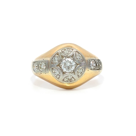 14K Yellow and White Gold Estate Cluster Signet...