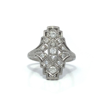 Platinum Estate Deco Style Ring w/13Single Cut ...
