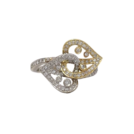 14K Two Tone Estate Crossover Leaves Ring w/86D...