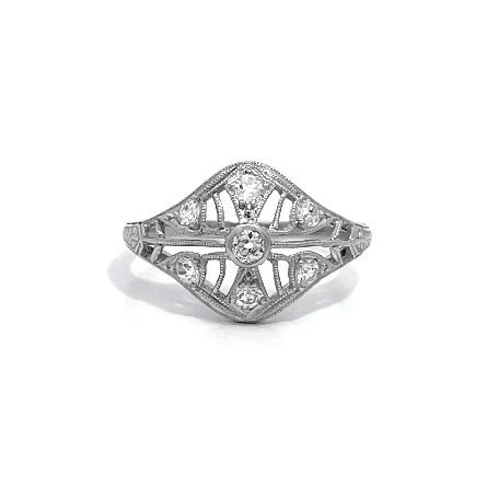 Platinum Estate Antique Style Milgrain Filigree...
