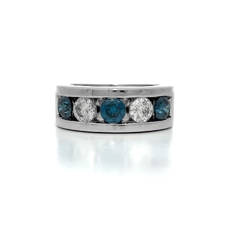14K White Gold Estate Gents Channel Set Band w/...