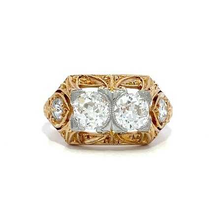 18K Two Tone Estate Antique Style Fashion Ring ...