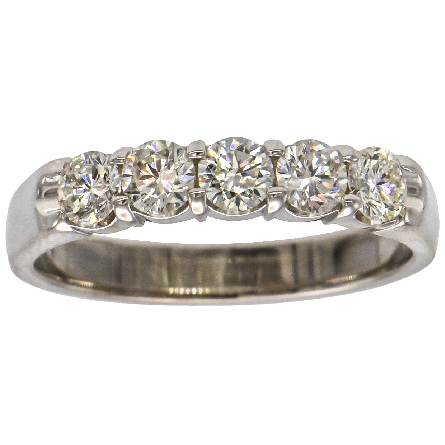 14K White Gold Estate Shared Prongs Band w/5Dia...