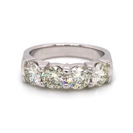 14K White Gold Estate Shared Prong Band w/4Diam...