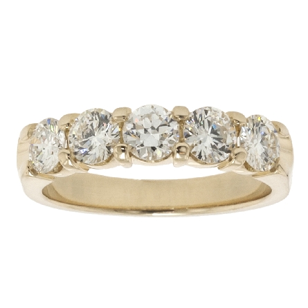 14K Yellow Gold Estate Shared Prong Band w/5Dia...