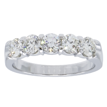 14K White Gold Estate Shared Prong Band w/5Diam...